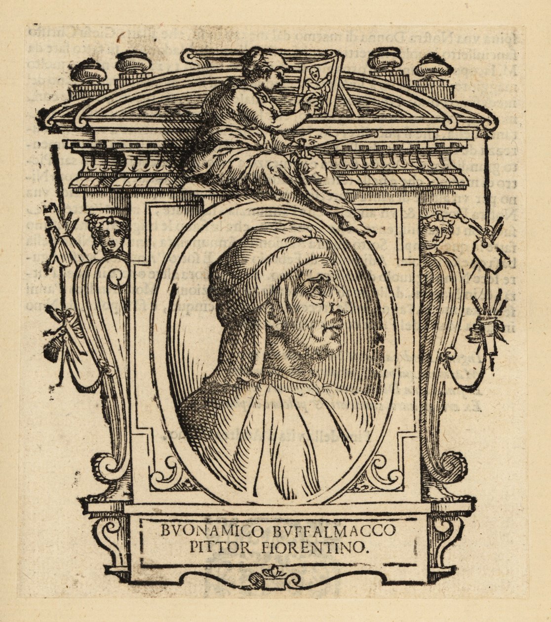 Portret Buonamico di Martino lub Buonamico Buffalmacco, włoskiego malarza, który pracował we Florencji, Bolonii i Pizie ok. 1290-1340 autorstwa Italian School