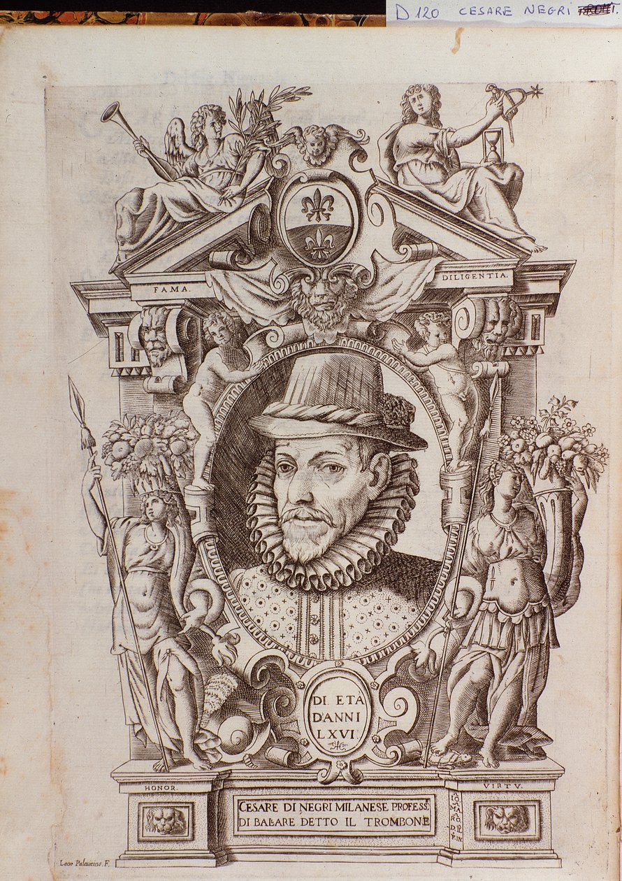 Portret Cesare Blacka zwanego Il Trombone (1536-1604), włoskiego tancerza autorstwa Italian School