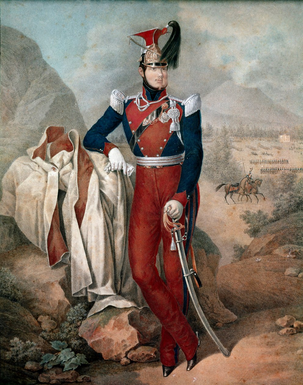 Portret Ferdynanda II (1810-1859), króla Obojga Sycylii Anonimowy akwarela. XIX-wieczne Muzeum Narodowe San Martino Neapol autorstwa Italian School