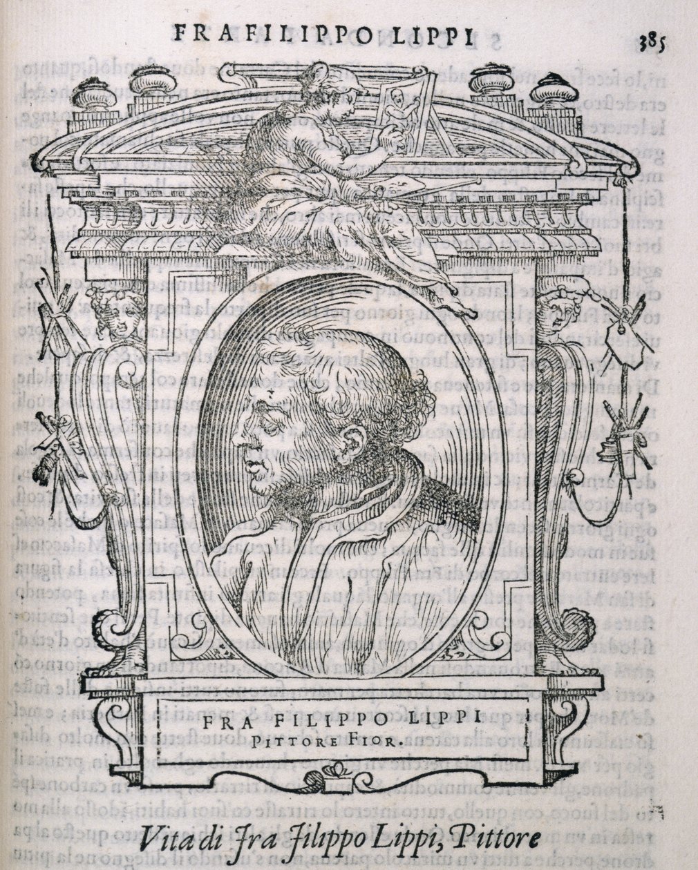 Portret Fra Filippo Lippi (ok. 1406-69) z Vasaris Lives of the Artists, po raz pierwszy opublikowany 1550 autorstwa Italian School