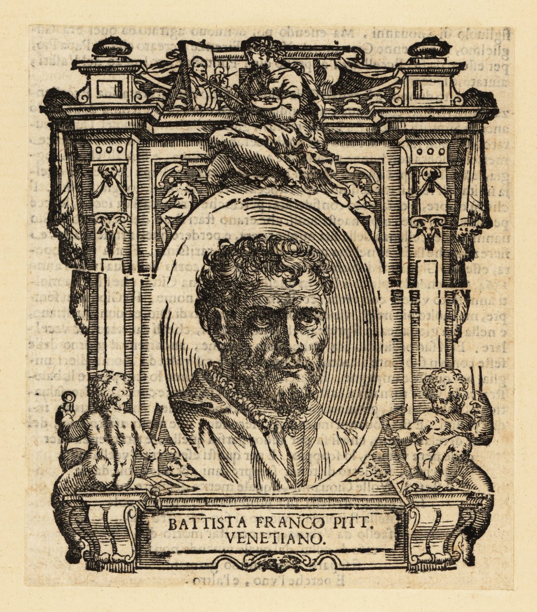 Portret Giovanniego Battisty Franco, włoskiego manierystycznego malarza i rytownika działającego w Rzymie, Urbino i Wenecji w połowie XVI wieku autorstwa Italian School