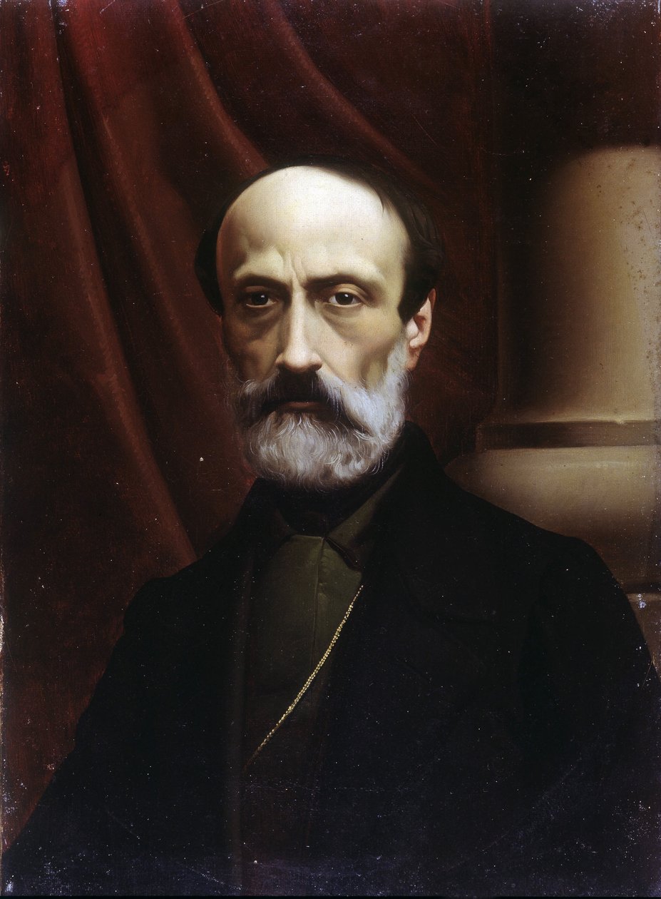 Portret Giuseppe Mazziniego (1805 lub 1808 - 1872). Obraz olejny. Muzeum Risorgimento. Mediolan autorstwa Italian School