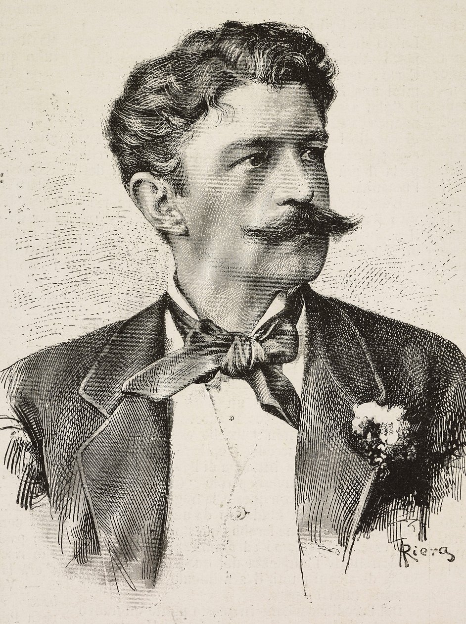 Portret Herberta von Bismarcka (1849-1904), niemieckiego polityka, rycina Riery z fotografii braci Vianello, z L