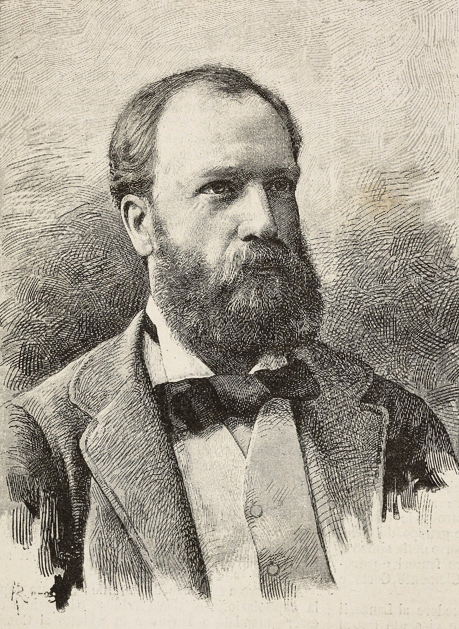 Portret Karla Hillebranda (1829-1884), niemieckiego historyka, rycina Riera z fotografii Schemboche, z L