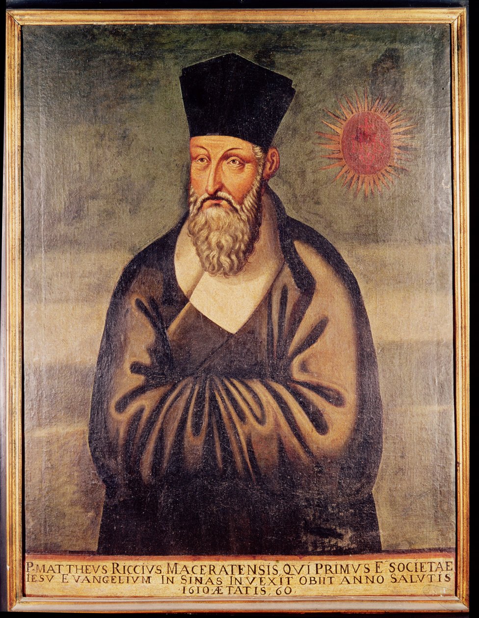 Portret Matteo Ricciego (1552-1610) Włoski misjonarz, założyciel misji jezuickiej w Chinach (panel) autorstwa Italian School