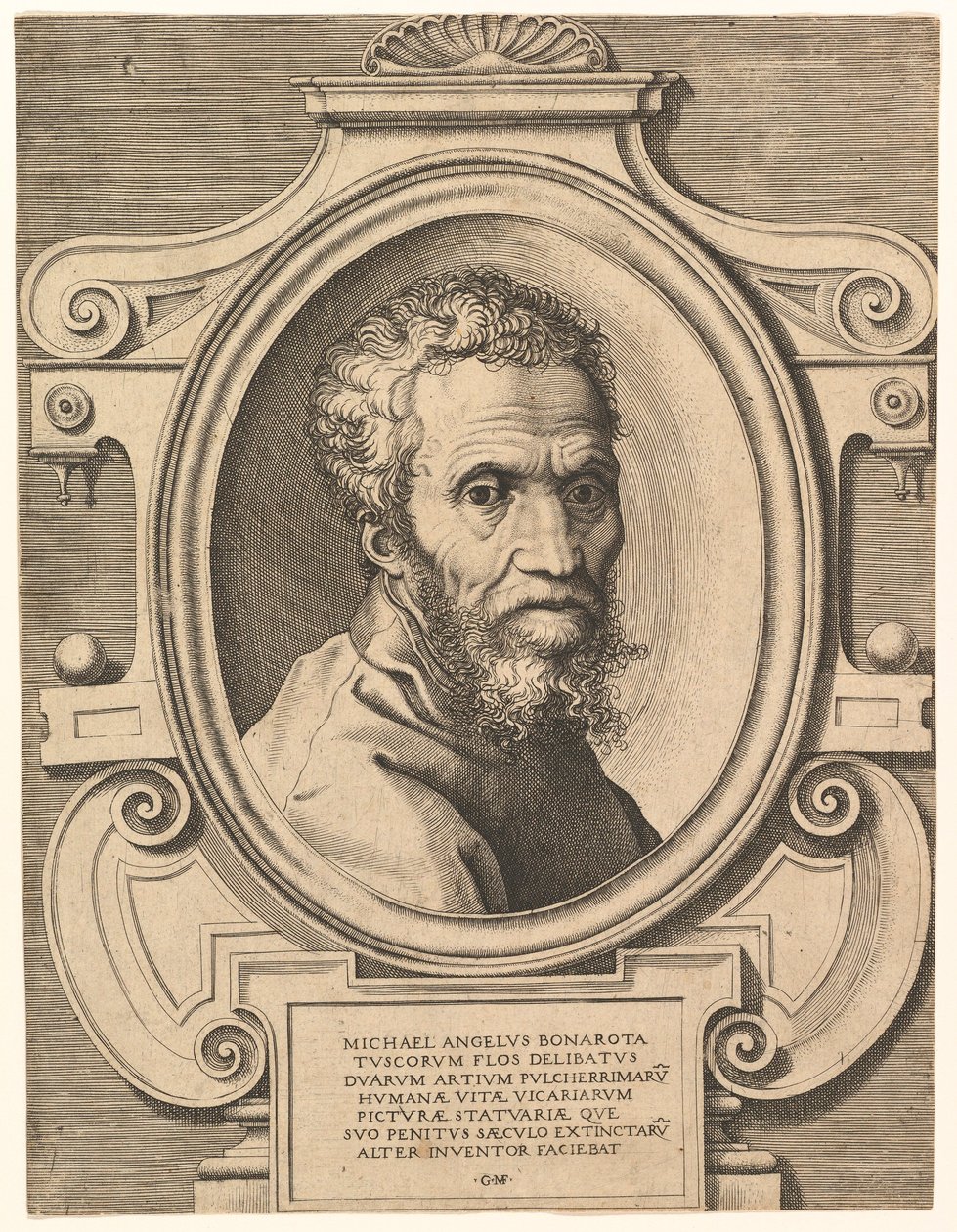 Portret Michała Anioła, wyd. C1564. autorstwa Italian School