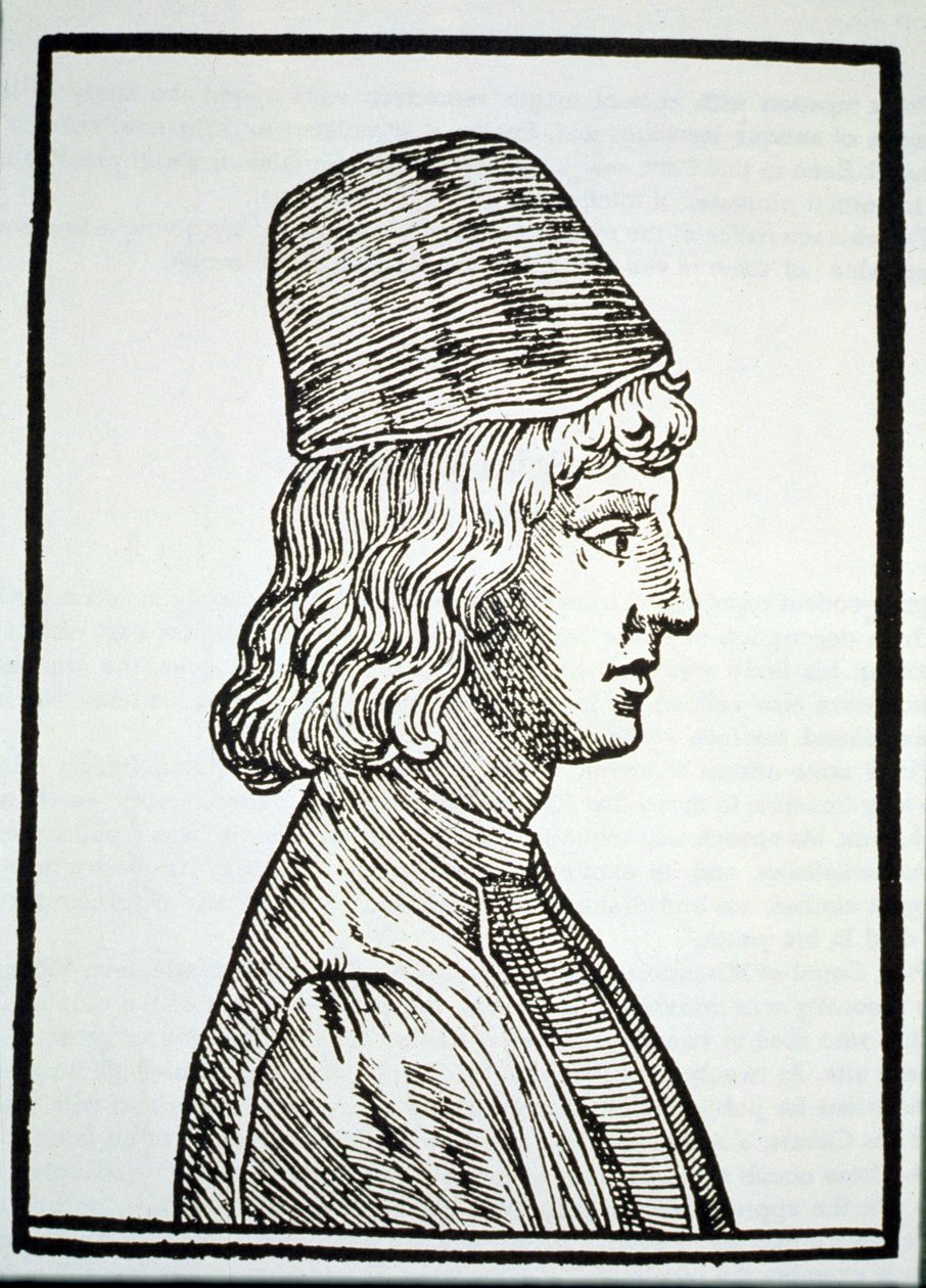 Portret Pico della Mirandola (1463-94), z Delle Celeste Fisionomia autorstwa Giovanniego Battisty della Porta, Padwa 1616, ilustrowany w History of Magic, opublikowanym pod koniec XIX wieku autorstwa Italian School