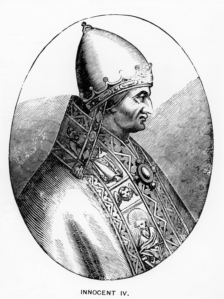 Portret papieża Innocentego IV (zm. 1254), ilustracja z nauki i literatury w średniowieczu i renesansie, napisana i rytowana przez Paula Lacroix, 1878 autorstwa Italian School