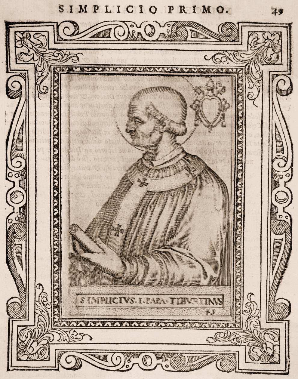 Portret papieża Symplicjusza, ok. 1760 (rycina) autorstwa Italian School