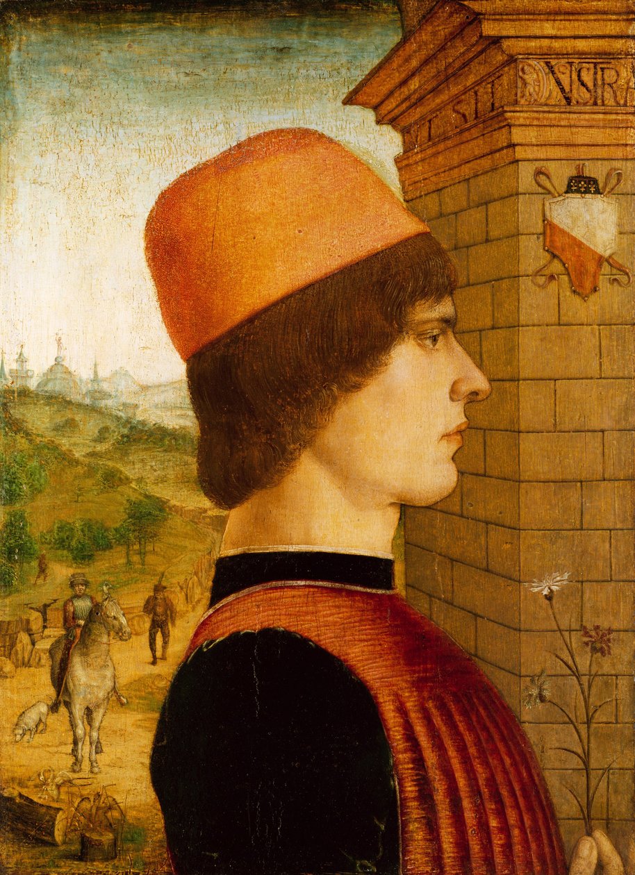 Portret mężczyzny, ok. 1494 (tempera na drewnie) autorstwa Italian School