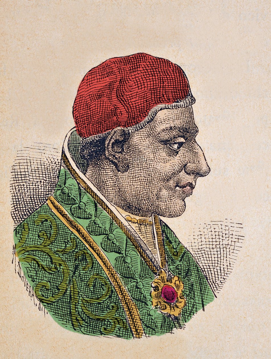 Portret papieża Adriena Iera (Adrian I lub Hadrian lub Adriano lub Hadrianus) (772-795) autorstwa Italian School
