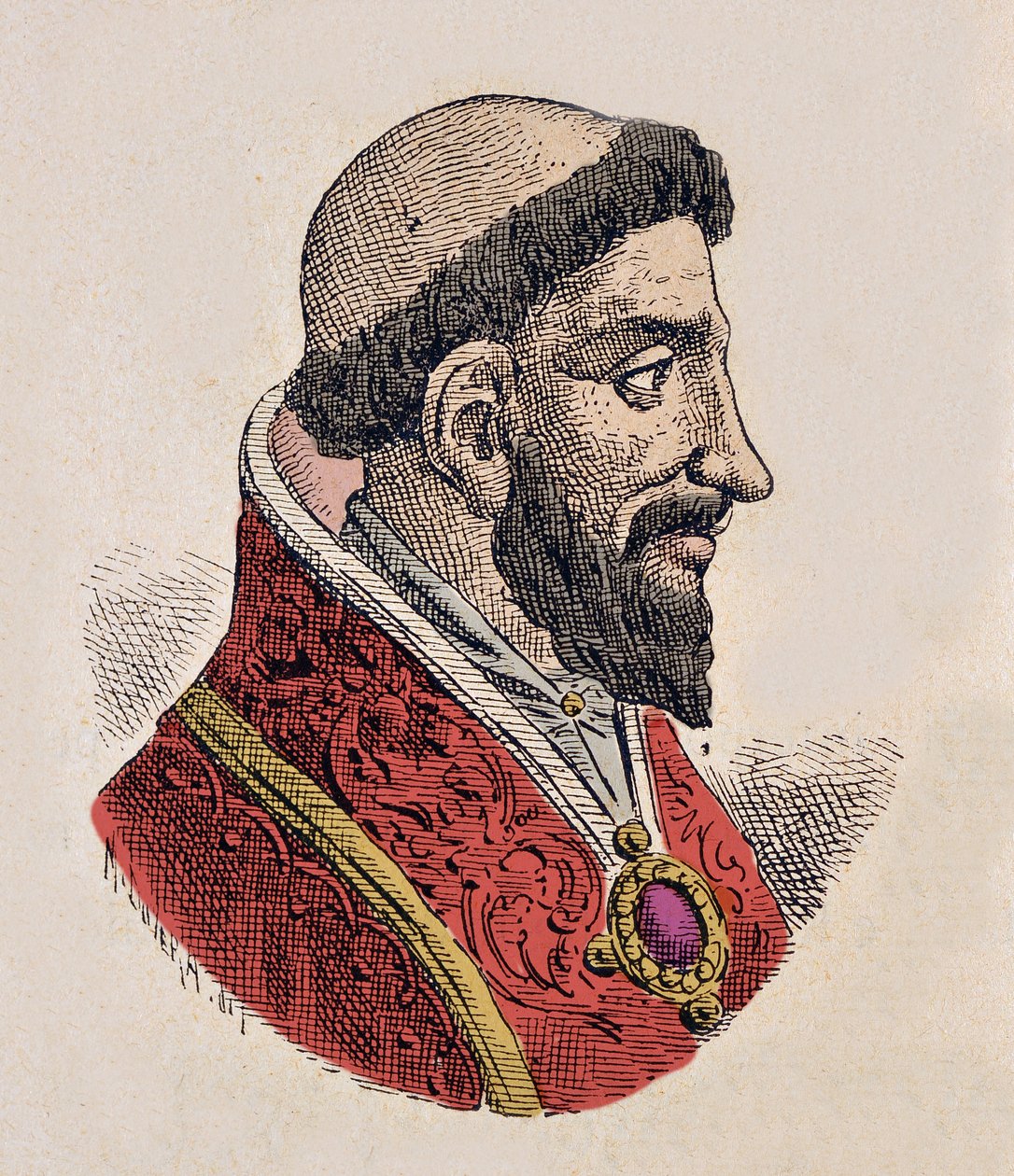 Portret papieża Etienne VIII (Stephen, stefano lub Stephanus) (939-942) autorstwa Italian School
