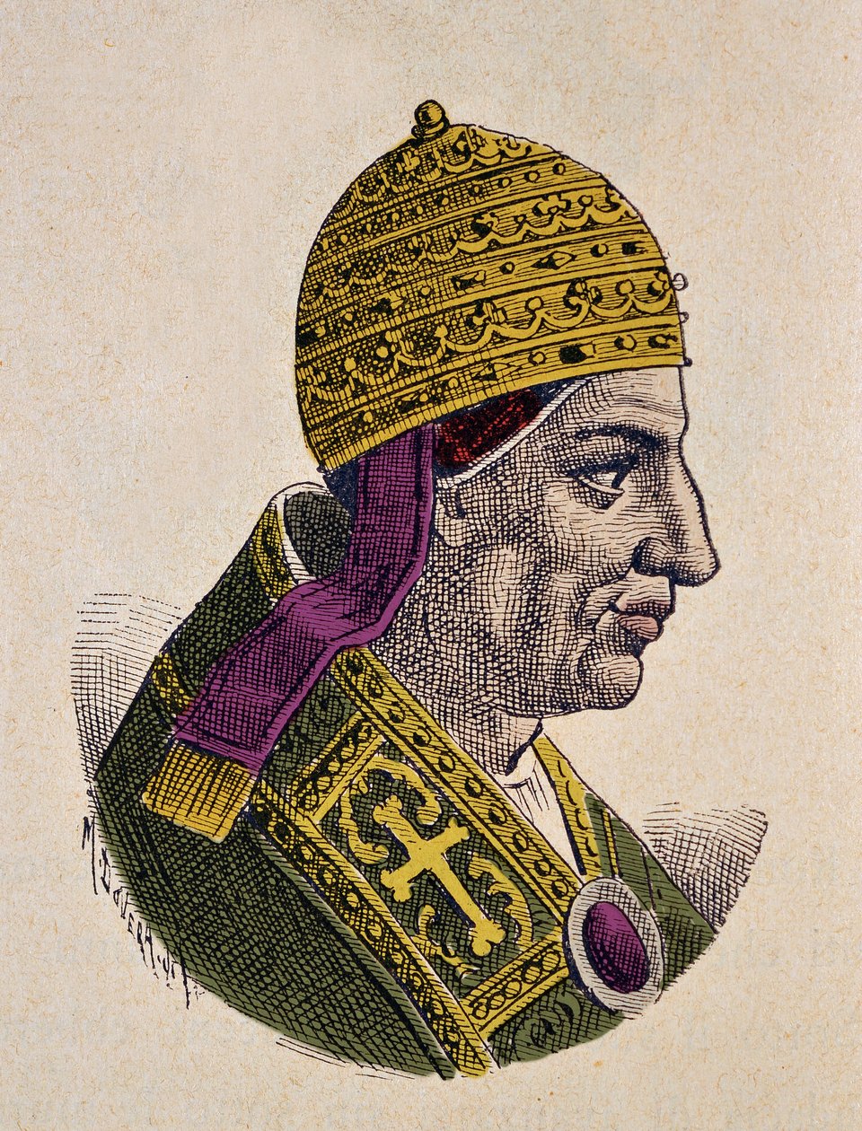 Portret papieża Mikołaja Ier le Grand (Nicola I, Nicholas lub Nicolo lub Niccolo lub Nicolaus) (858-867) autorstwa Italian School