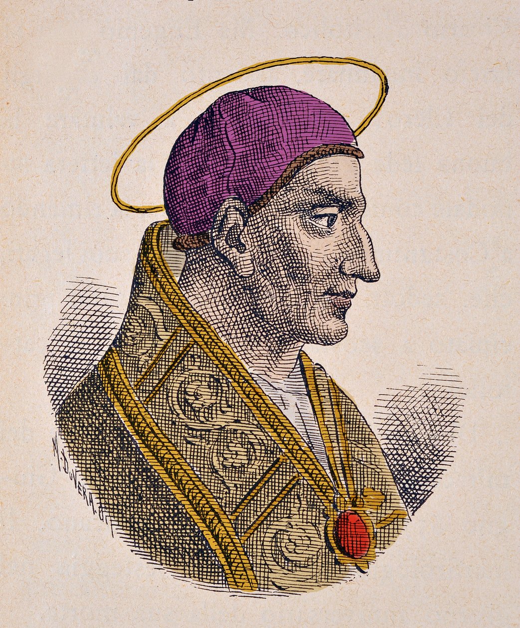 Portret papieża Witalina (Vitalianus lub Vitaliano) (657-672) autorstwa Italian School