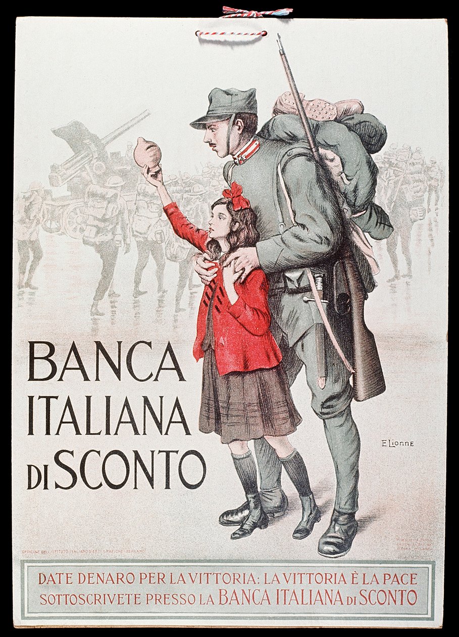 Pocztówka Włoskiego Banku Dyskontowego, 1917-18 autorstwa Italian School