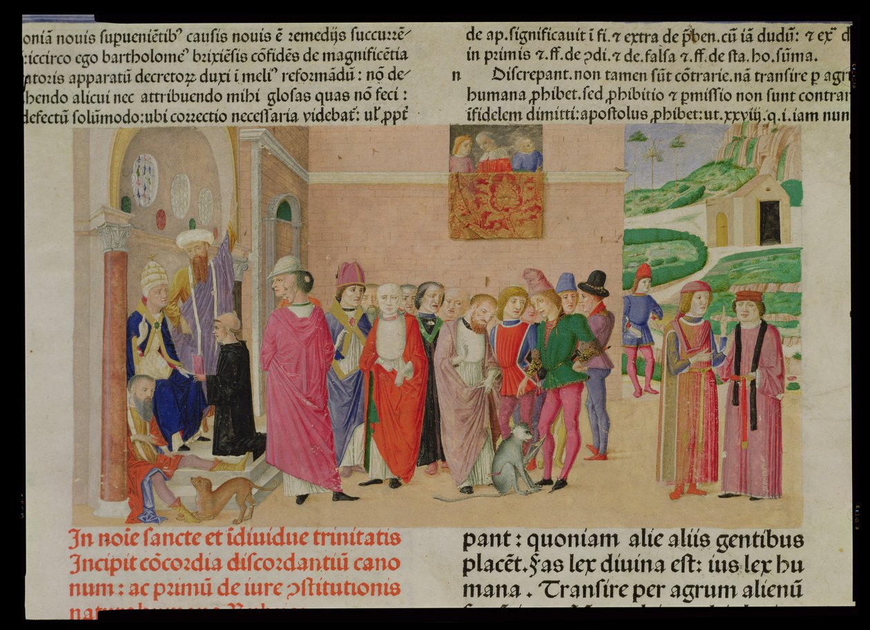 Prezentacja dzieła Papieżowi z „Decretum Gratiani” (welum) autorstwa Italian School