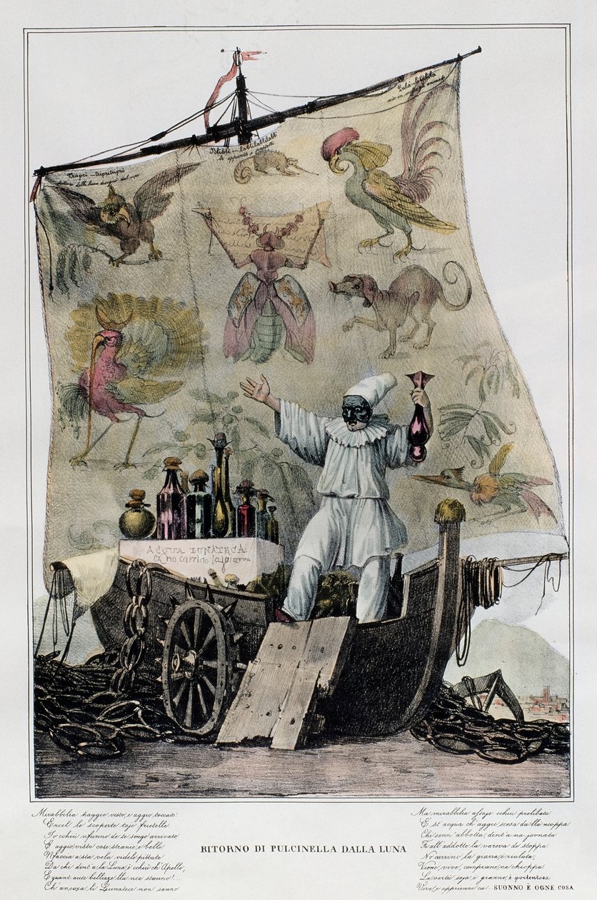 Pulcinella wraca z Księżyca autorstwa Italian School