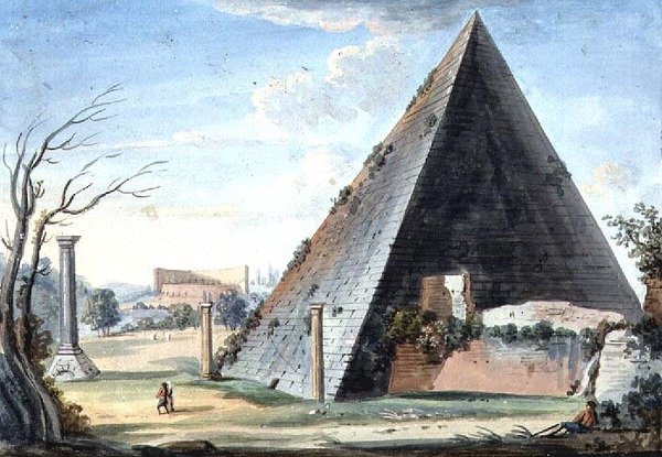 Grobowiec Piramida Kajusza Cesta (akwarela) autorstwa Italian School
