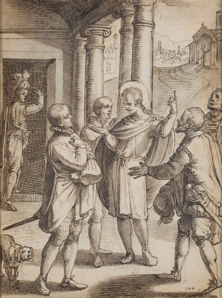 Sceny religijne (pióro i atrament na papierze) autorstwa Italian School