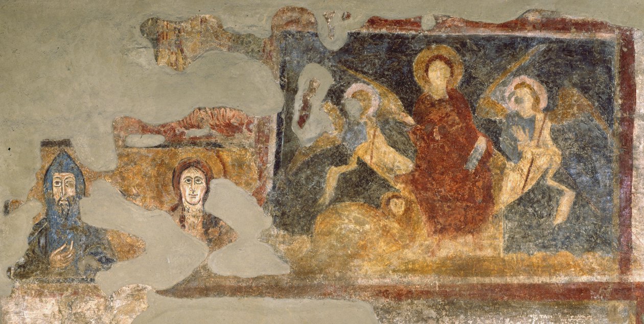 Pozostałości fresku, Santa Maria Antiqua, Rzym autorstwa Italian School