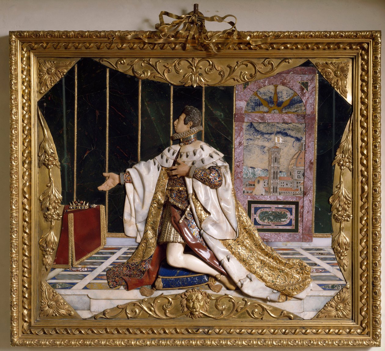 Reprezentacja Cosimo II de Medici (1590-1621), Wielkiego Księcia Toskanii Płaskorzeźba z rzeźbionych kamieni, złota i brylantów (wysoki relief) 1617-1624 Florencja , Muzeum Argentyny, kot autorstwa Italian School
