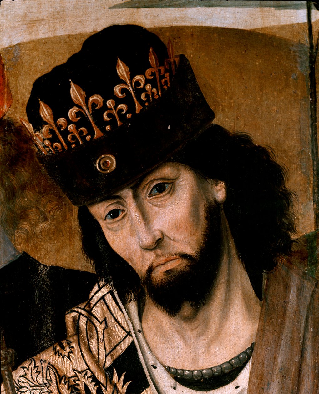 Reprezentacja Roberta I Andegaweńskiego (1278-1343), króla Sycylii i przywódcy Partii Guelfa. Malarstwo szkoły neapolitańskiej. Koniec XV wieku. Neapol, Museo Nazionale di Capodimonte autorstwa Italian School