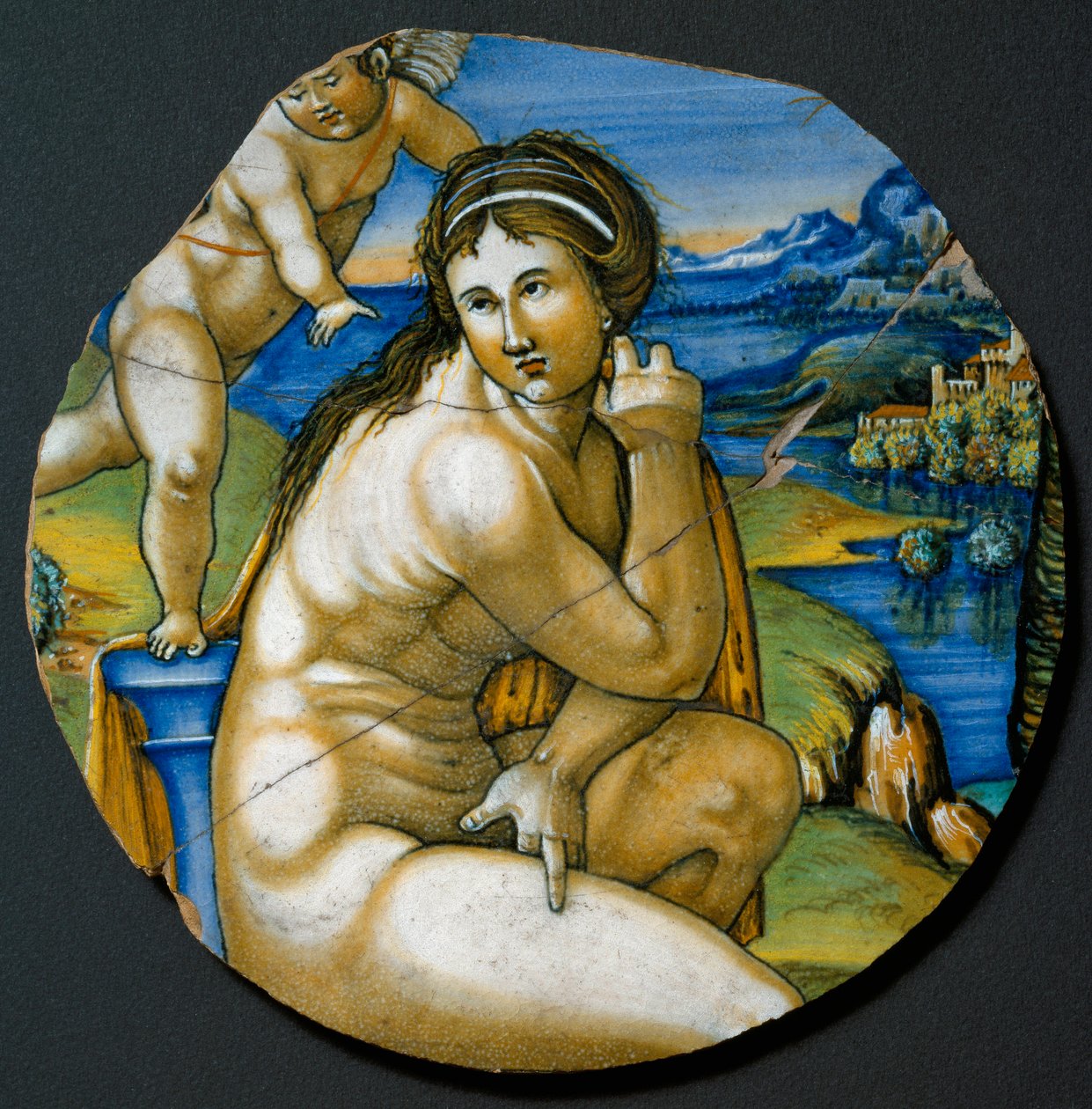 Reprezentacja Wenus. Talerz ceramiczny wyprodukowany w Faenza we Włoszech. 1530 wokół Florencji, Muzeum Narodowe Bargello autorstwa Italian School