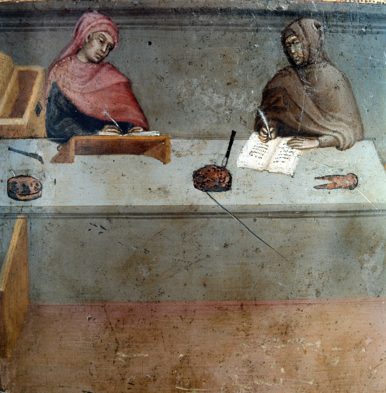 Reprezentacja kamerlingwisty, pomocnika kopisty Anonimowy obraz na drewnie Biccherny (okładka księgi rachunkowej miasta Siena) 1388. Siena Archivio di Stato, Włochy autorstwa Italian School