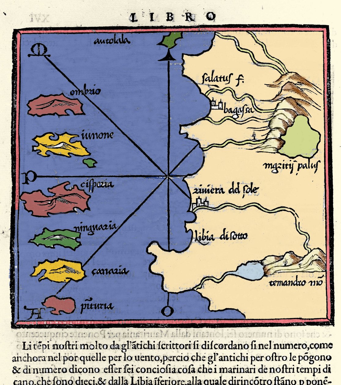 Przedstawicielstwo Wysp Kanaryjskich. Isolario (mapa wysp) autorstwa Benedetto Bordone. Wenecja 1547 autorstwa Italian School