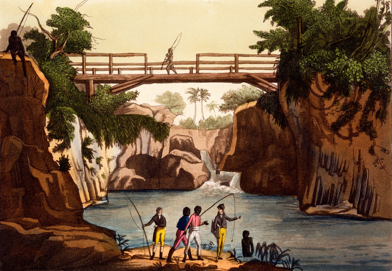 Rzeka Roccie w pobliżu San Benedetto, Wyspa Madagaskar, z kostiumów ... Giulio Ferrario, ok. 1820-30 autorstwa Italian School