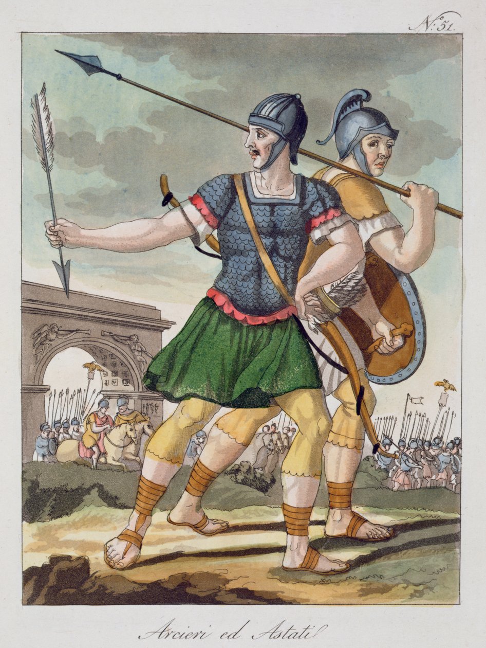 Łucznicy rzymscy, z Lantica Roma, 1825 autorstwa Italian School