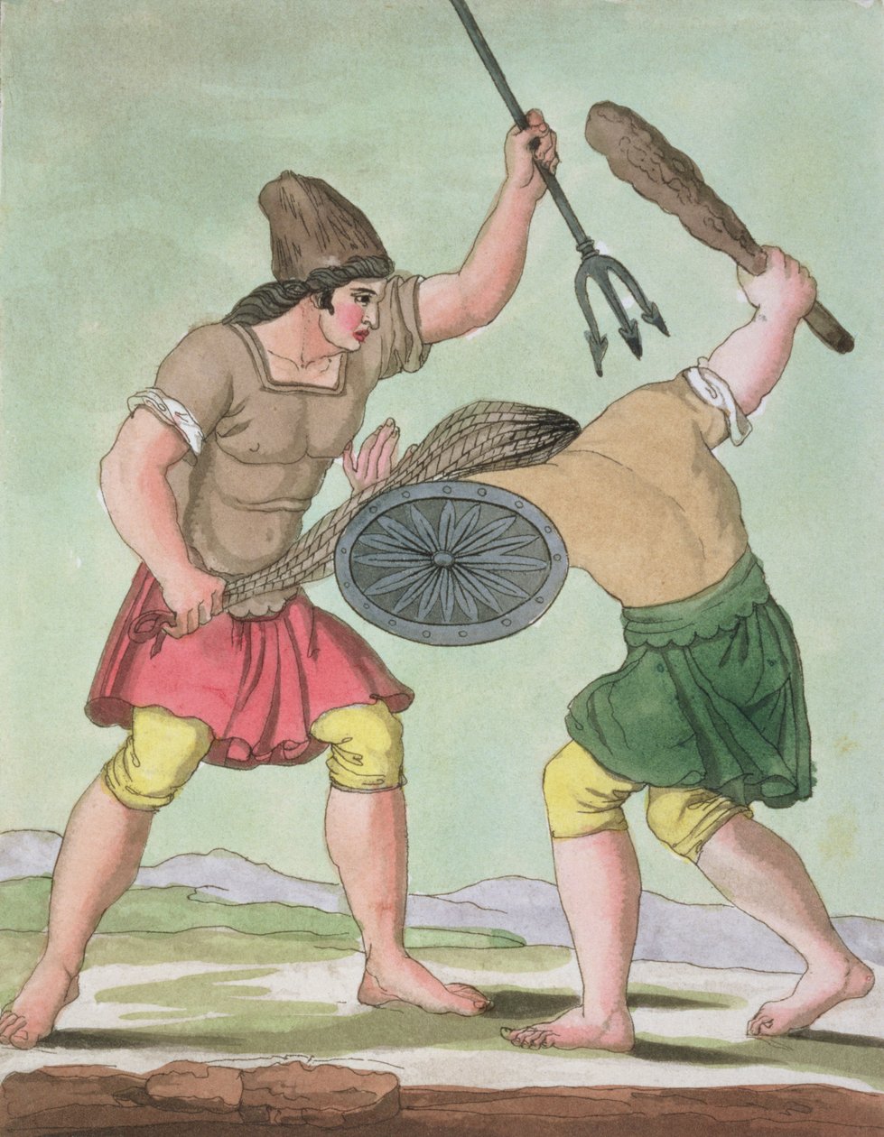 Gladiatorzy rzymscy, z Lantica Roma, 1825 autorstwa Italian School