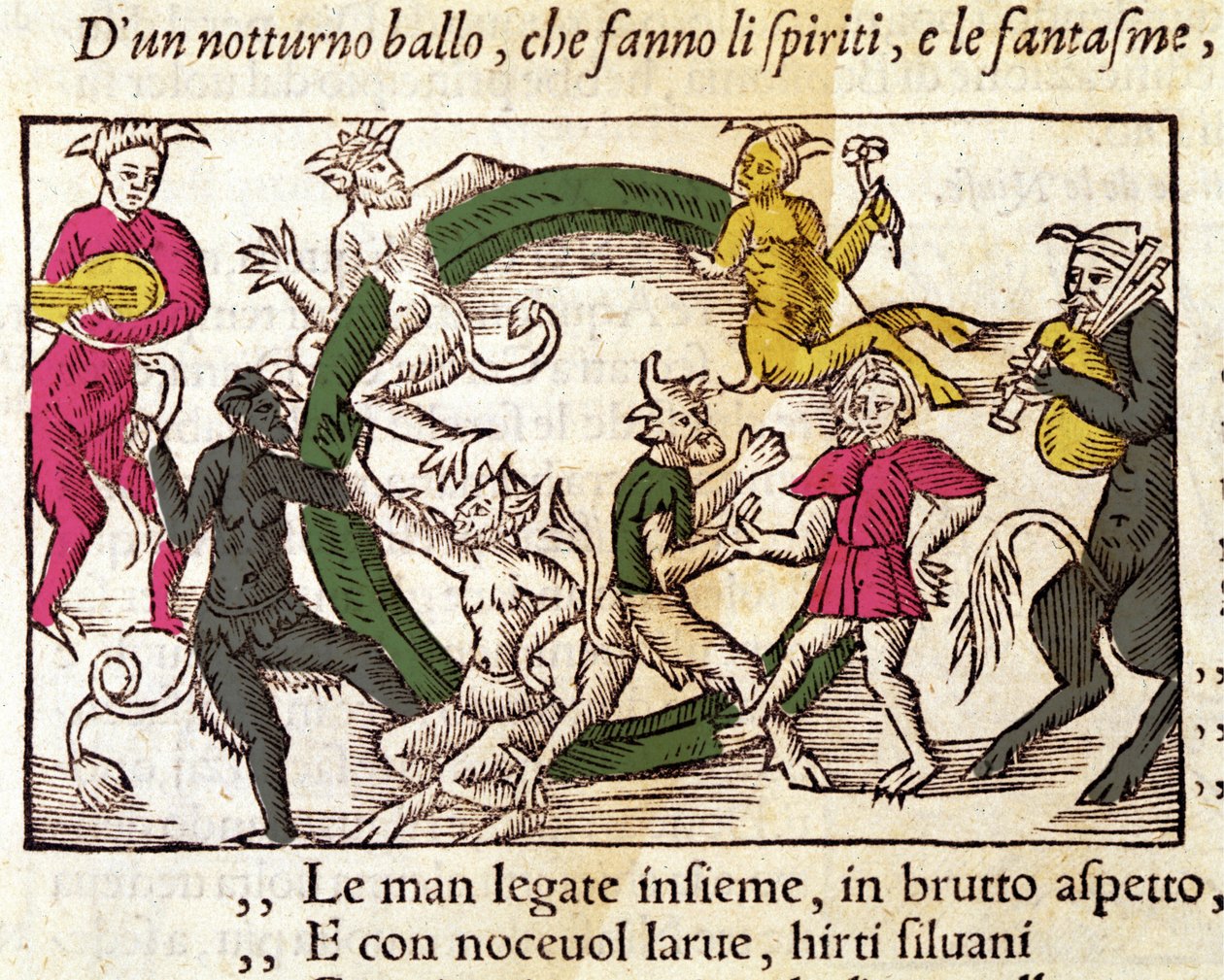 Ceremonia szabatu z czarownicami. Grawer Olausa Magnusa (1490 - 1557), szwedzkiego zakonnika i geografa, "Historia Narodu Północnego", Wenecja autorstwa Italian School