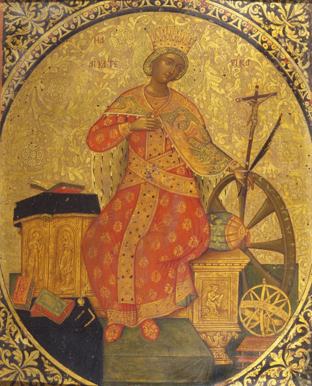 Święta Katarzyna Aleksandryjska (tempera i złoty liść na panelu) autorstwa Italian School