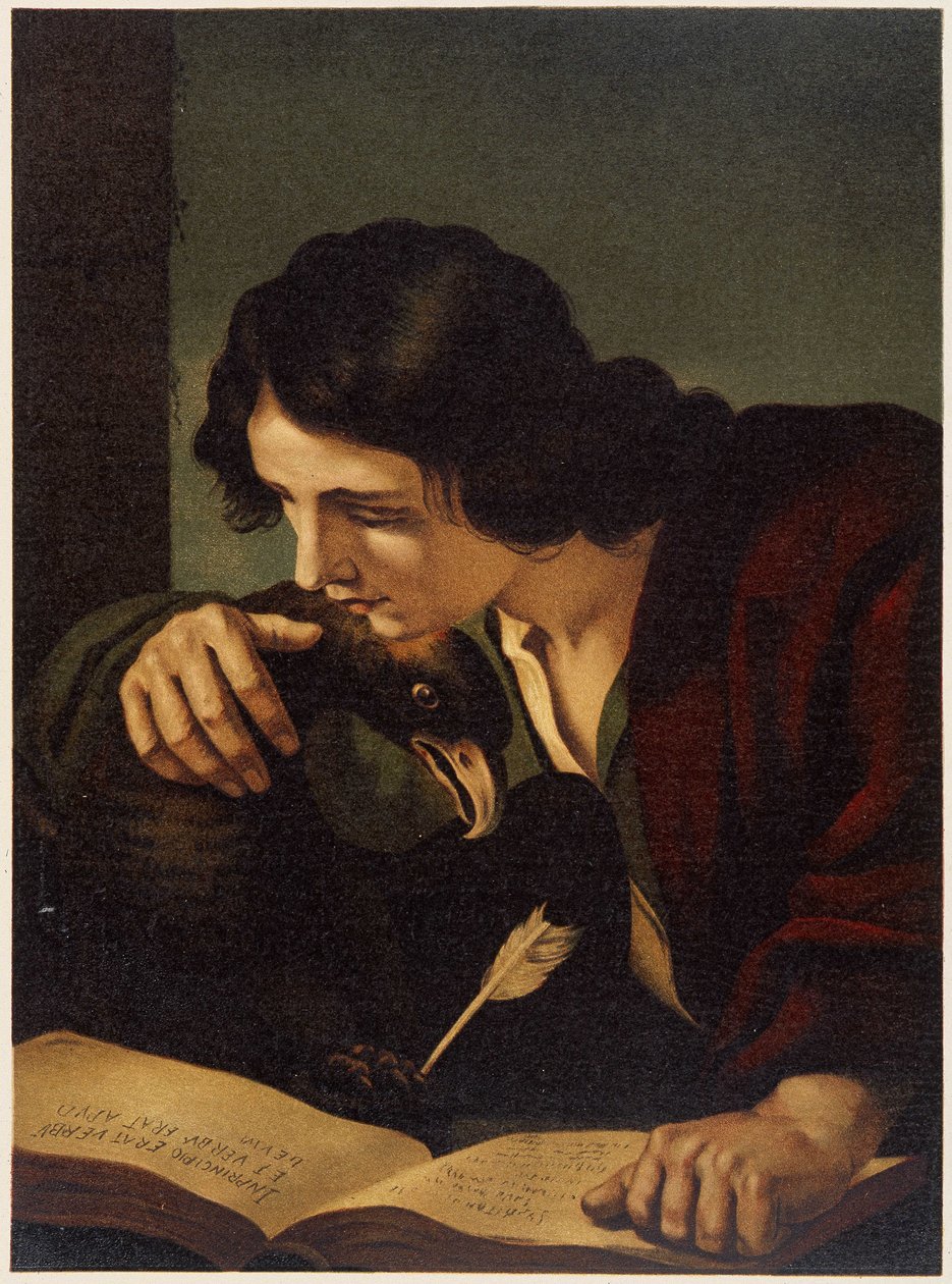 Św. Jan z orłem w „Złotej klasycznej Biblii: historia objawienia Bożego w starożytności i w nowych dążeniach”” Giovanniego Ladislao Sykory (t. 2), przekład Don Clemente Benetti. (Biblia włoska) autorstwa Italian School
