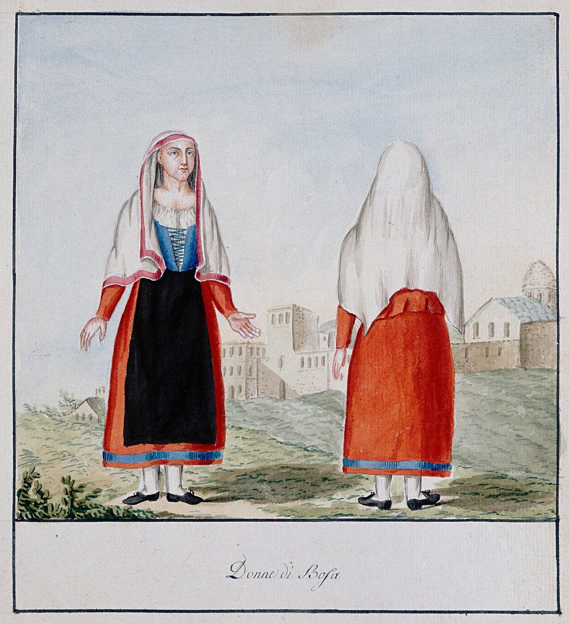 Stroje sardyńskie Bosy, drukowane ms.258, kolekcja Luzzetti autorstwa Italian School