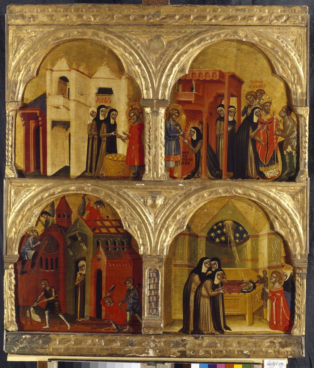 Scena z życia św. Julienne. Obraz mistrza weneckiego, tempera na drewnie, II poł. Sztuka włoska, średniowiecze, sztuka gotycka. Państwowej Ermitażu w Sankt Petersburgu. autorstwa Italian School