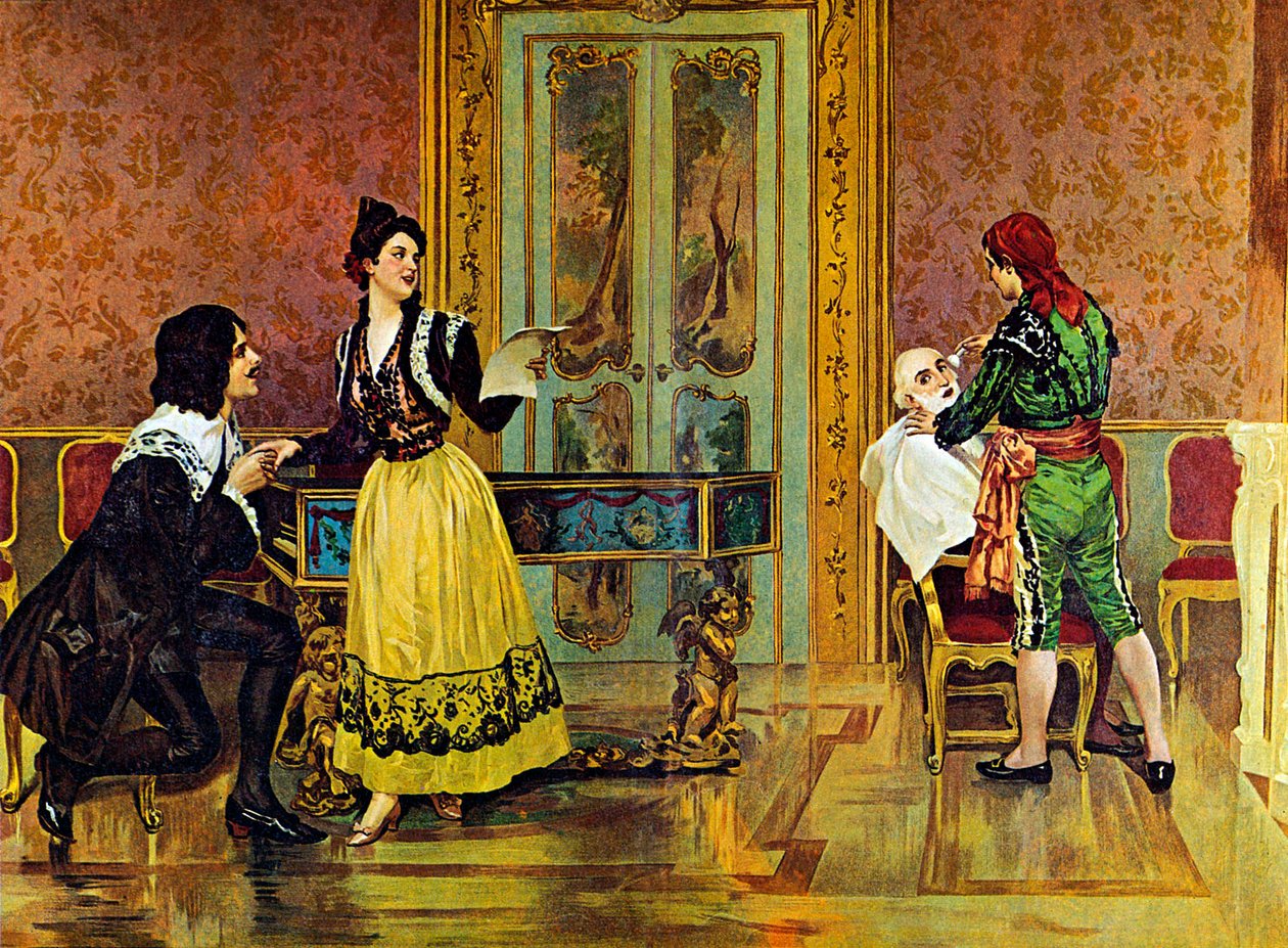 Scena z opery „Cyrulik sewilski”, reż. Gioachino Rossini autorstwa Italian School