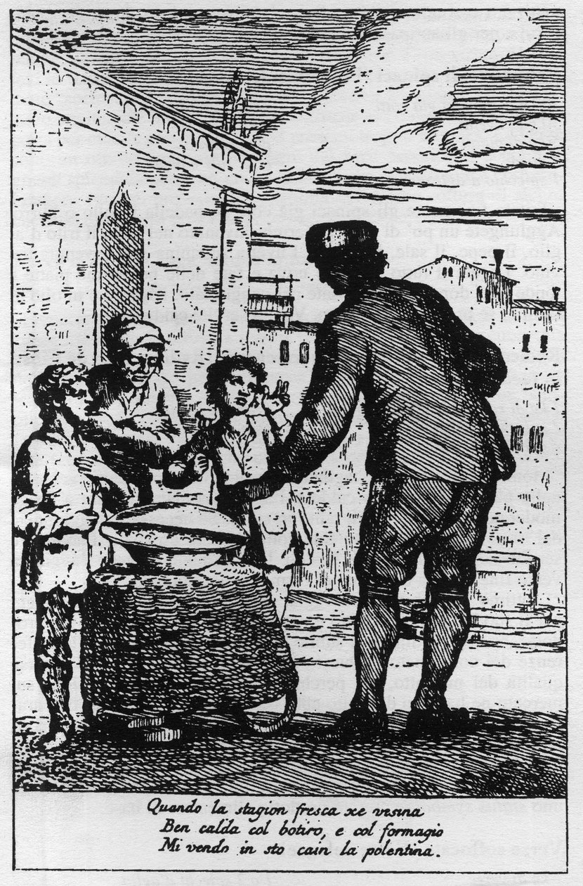 Sprzedawca Polenty na ulicach Wenecji (Wenecja) w XVIII wieku. autorstwa Italian School