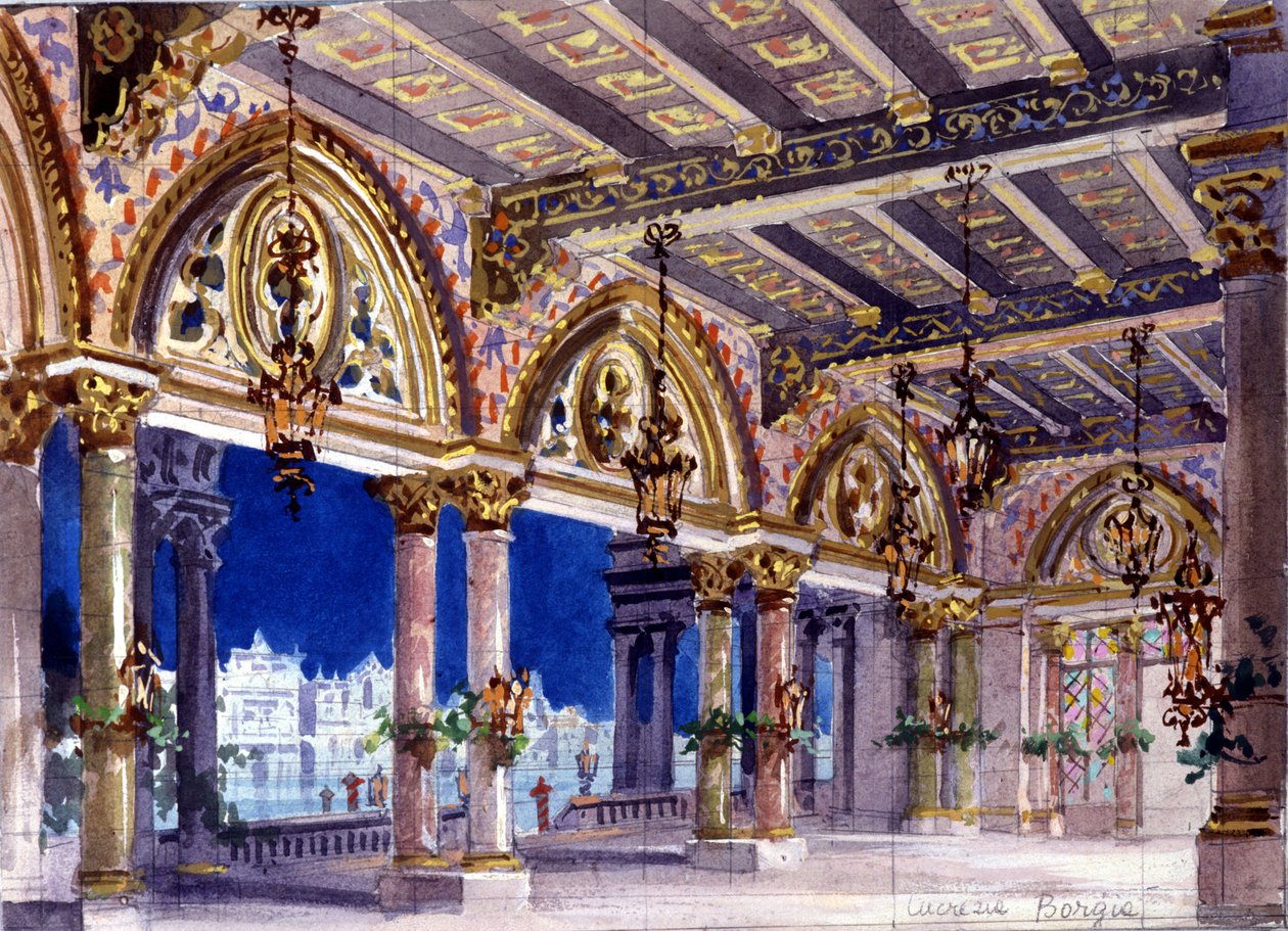 Scenografia do opery „Lukrecja Borgia” Gaetano Donizettiego, Mediolan, 1833 autorstwa Italian School