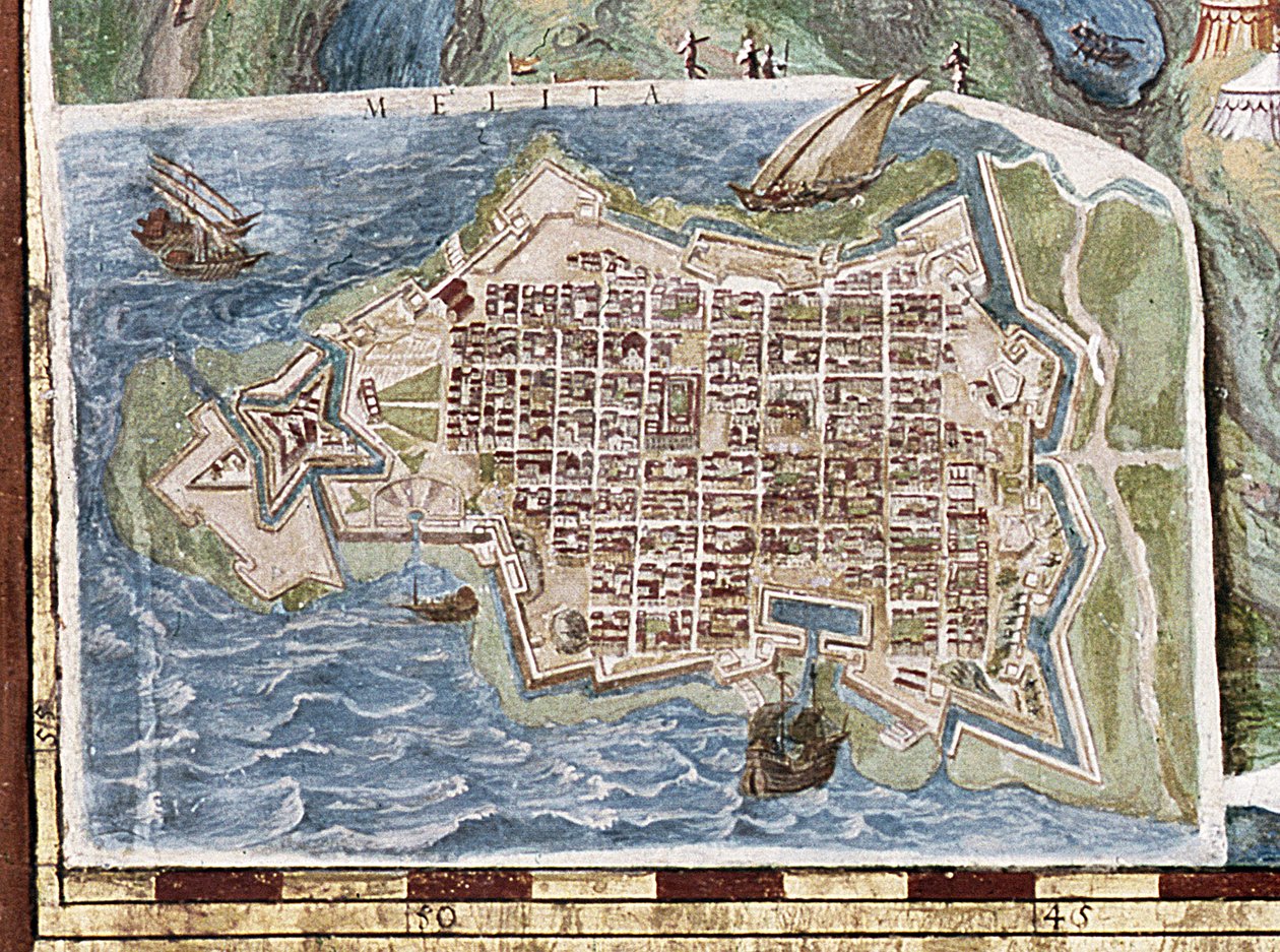 Oblężenie Malty, fragment z „Galerii Map Geograficznych”, 1580-83 autorstwa Italian School
