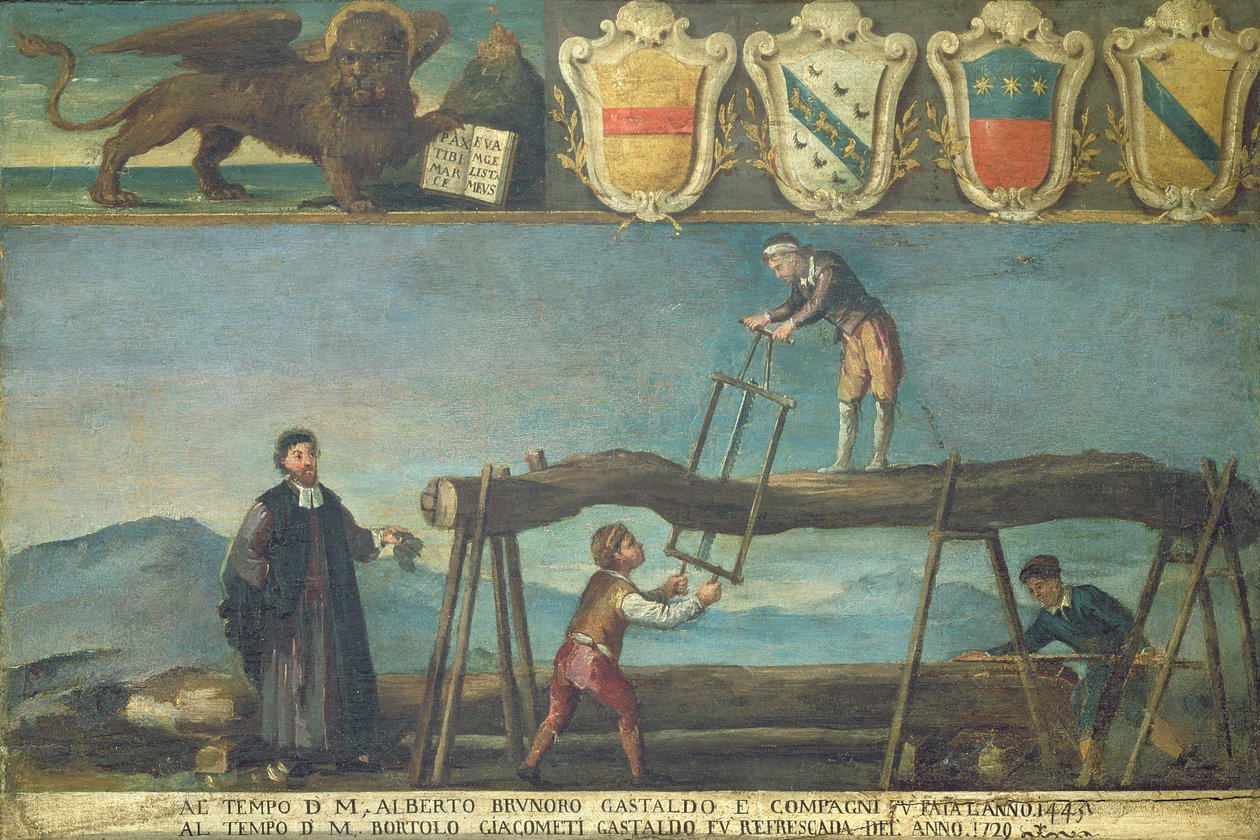 Znak cechu tartaków weneckich, 1445 (panel) autorstwa Italian School