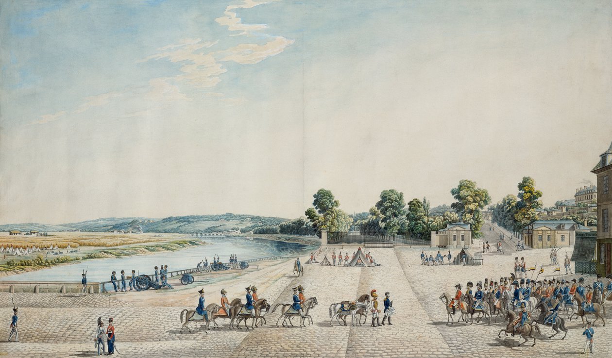 Podpisanie kapitulacji Paryża w Château de Saint-Cloud, 3 lipca 1815 (akwarela) autorstwa Italian School