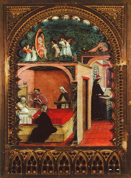 Św. Hieronim w celi i sen św. Hieronima, ok. 1450 (olej na desce) autorstwa Italian School