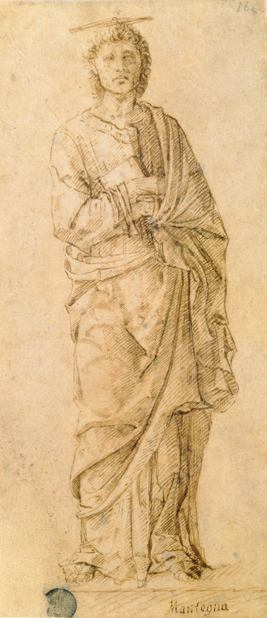 Św. Jan Ewangelista, przypisywany Giovanniemu Belliniemu (ok. 1430-1516) lub Andrei Mantegnie (1430-1516) (pióro i atrament na papierze) autorstwa Italian School
