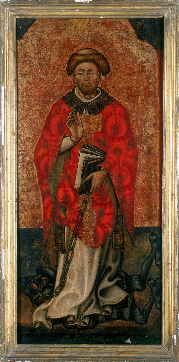 Św. Filip depczący demona, obraz na drewnie z XV wieku autorstwa Italian School