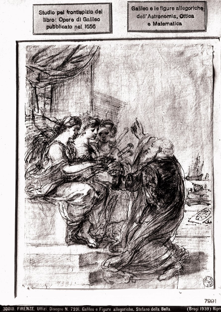 Studium do strony tytułowej Dzieł zebranych Galileusza, 1656 autorstwa Italian School