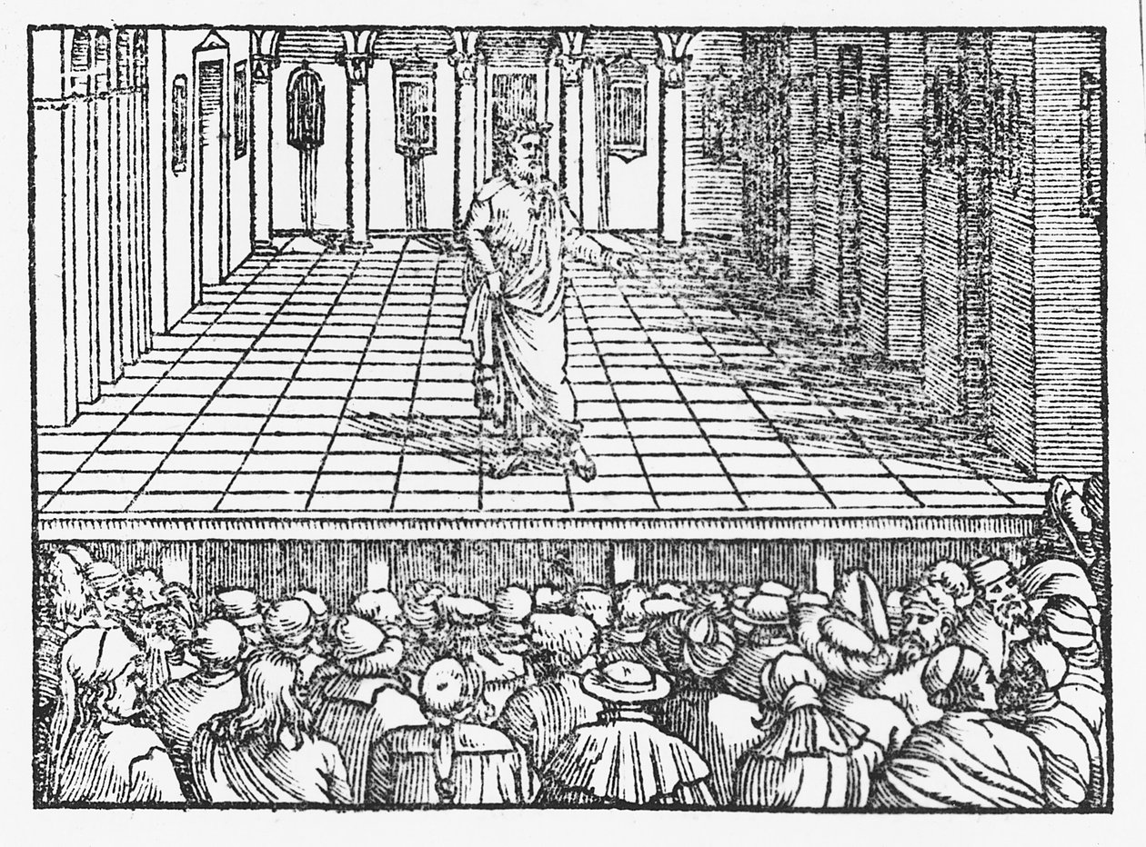 Scena Terence, ok.1563 (drzewryt) autorstwa Italian School