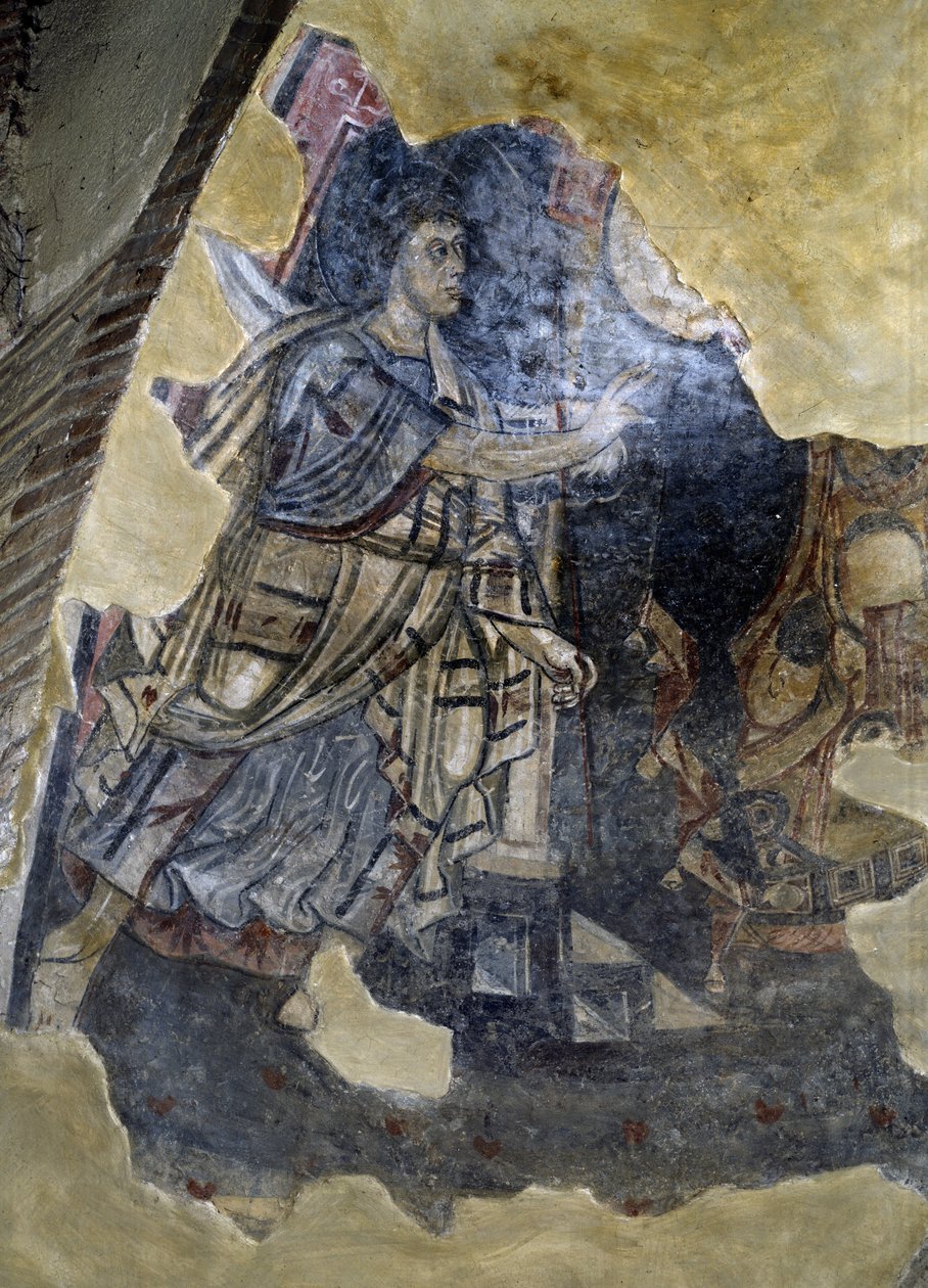 Zwiastowanie Zachariaszowi, fragment z cyklu fresków z VIII i IX wieku (fresk) autorstwa Italian School