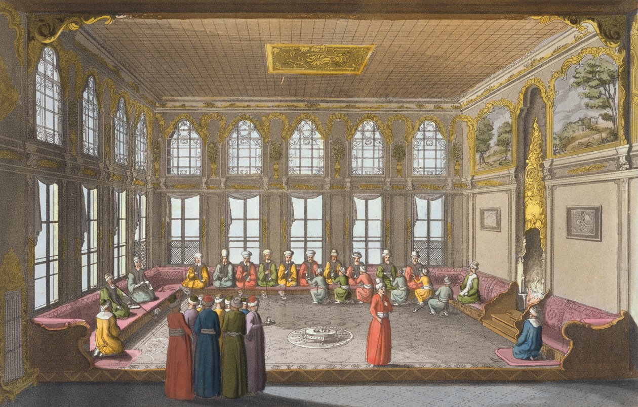 Mieszkanie ministra, tablica 57 z części III tomu I „Historii Narodów”, sztur. V. Raineri (akwatinta) autorstwa Italian School
